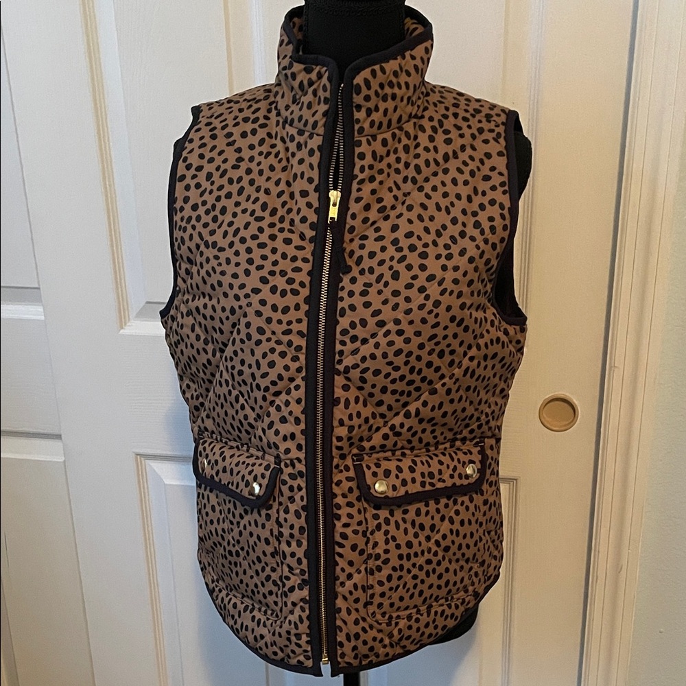 J Crew Puffer Animal print cozy Vest Small
